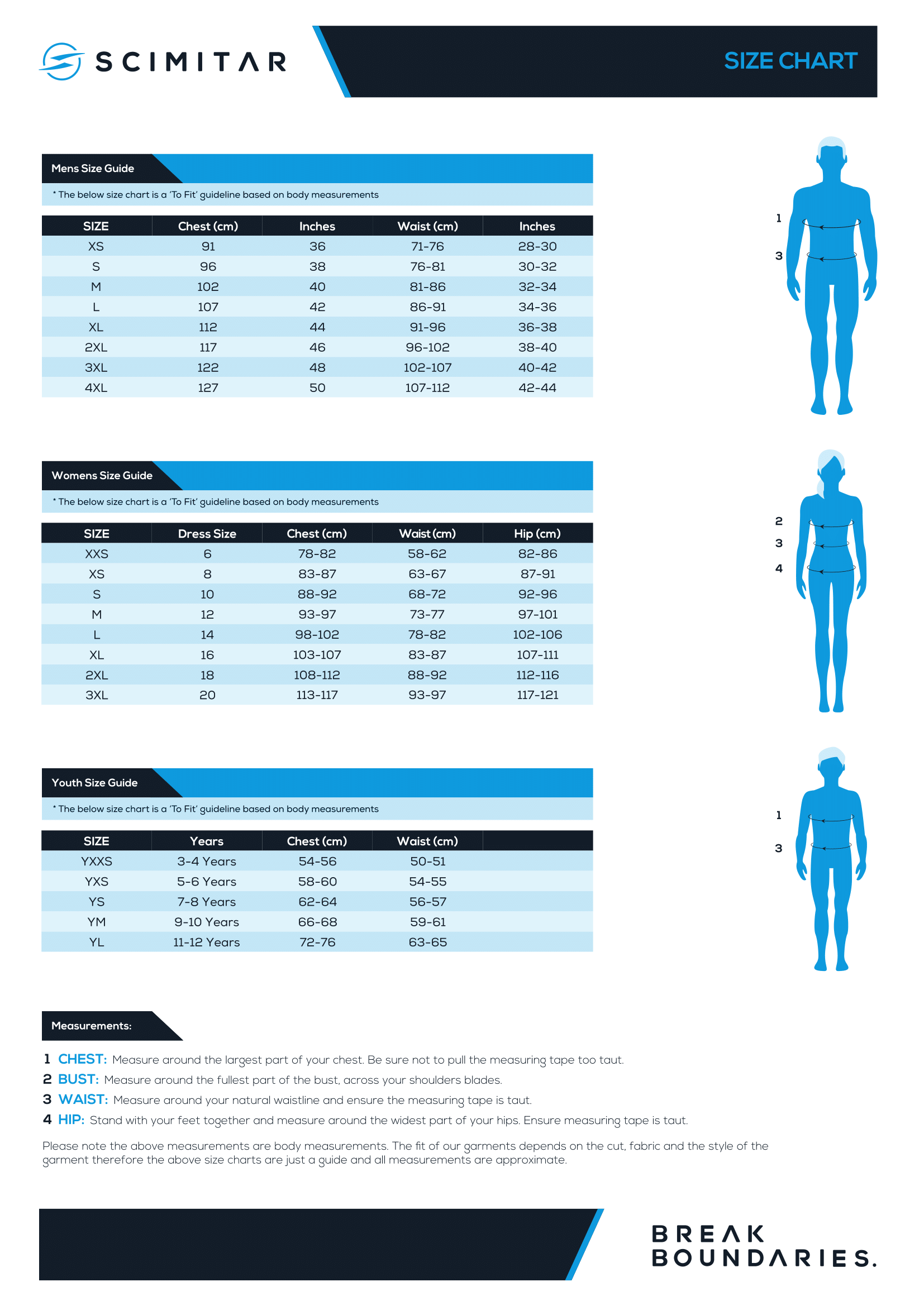 Scimitar Size Guide