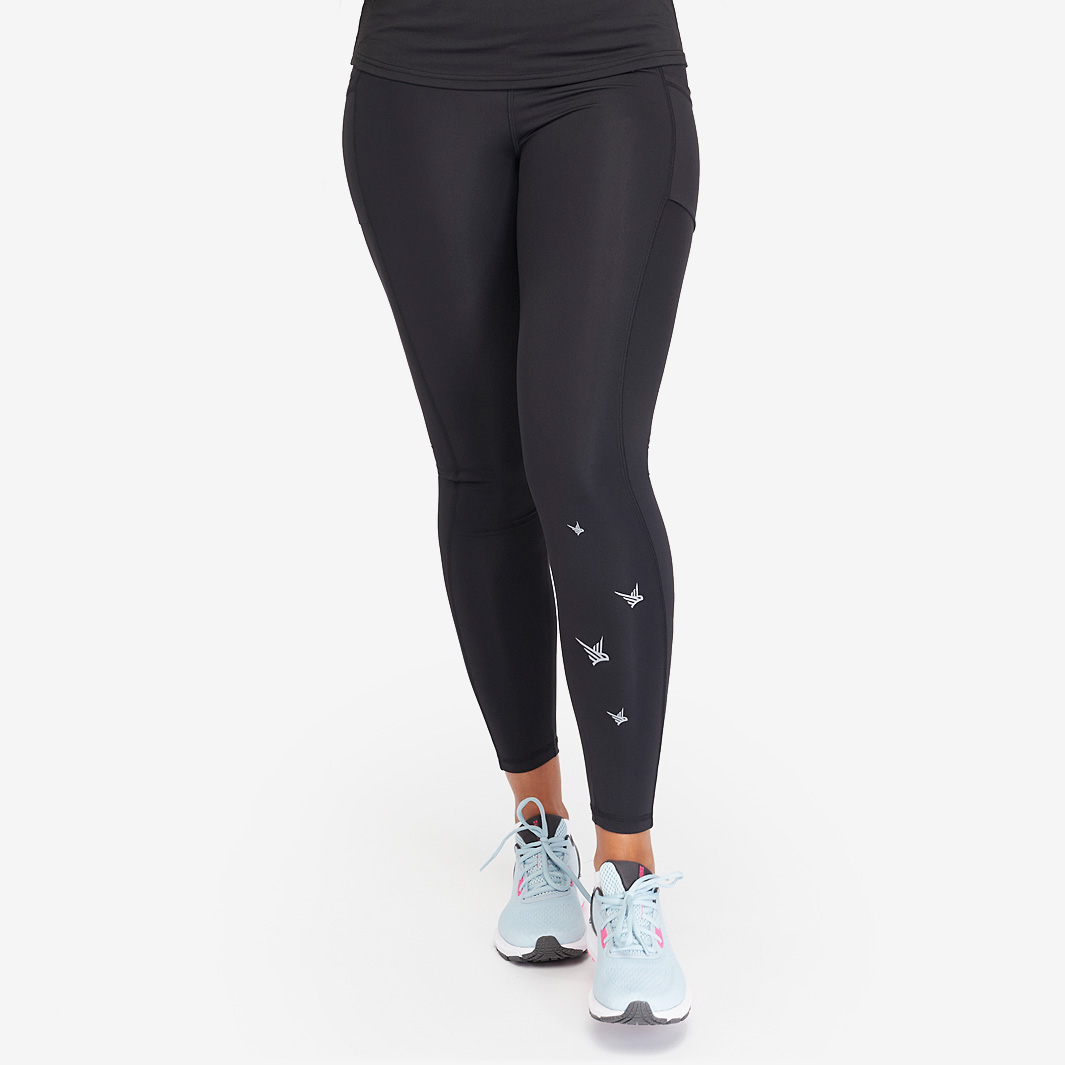 Runner High Waisted Full Length Leggings (Black & Silver)