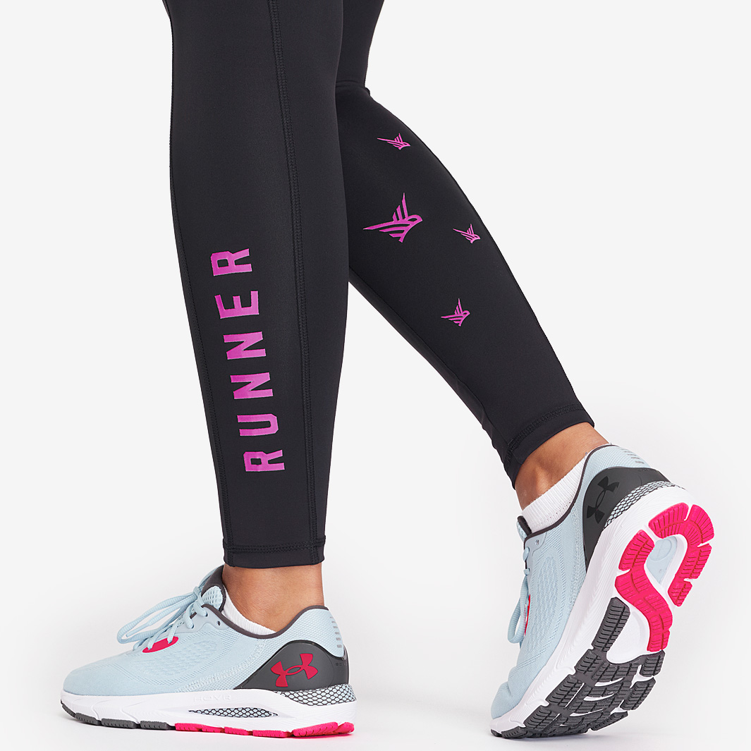 Alternative view of Runner High Waisted Full Length Leggings (Black & Fluoro Pink)