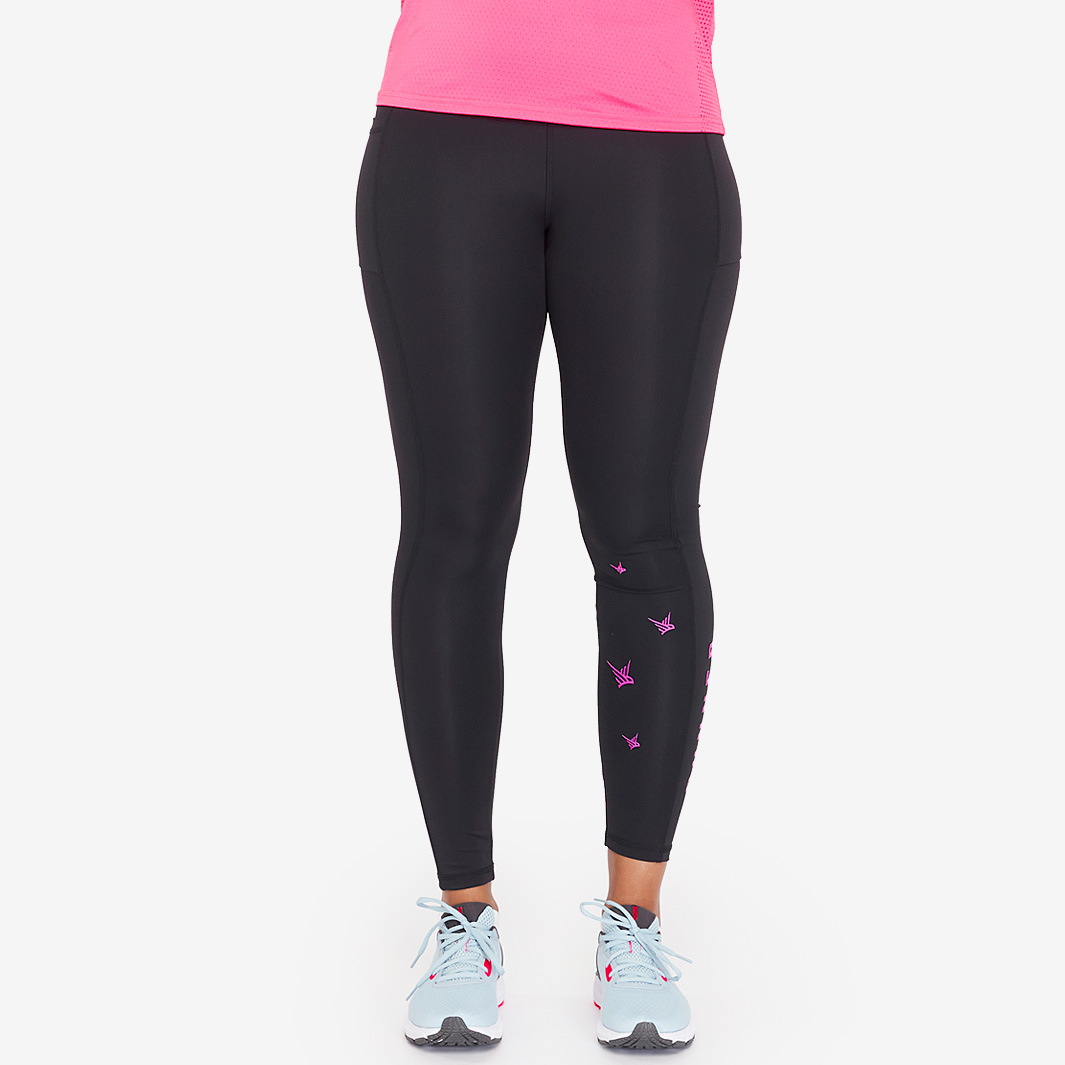 Runner High Waisted Full Length Leggings (Black & Fluoro Pink)