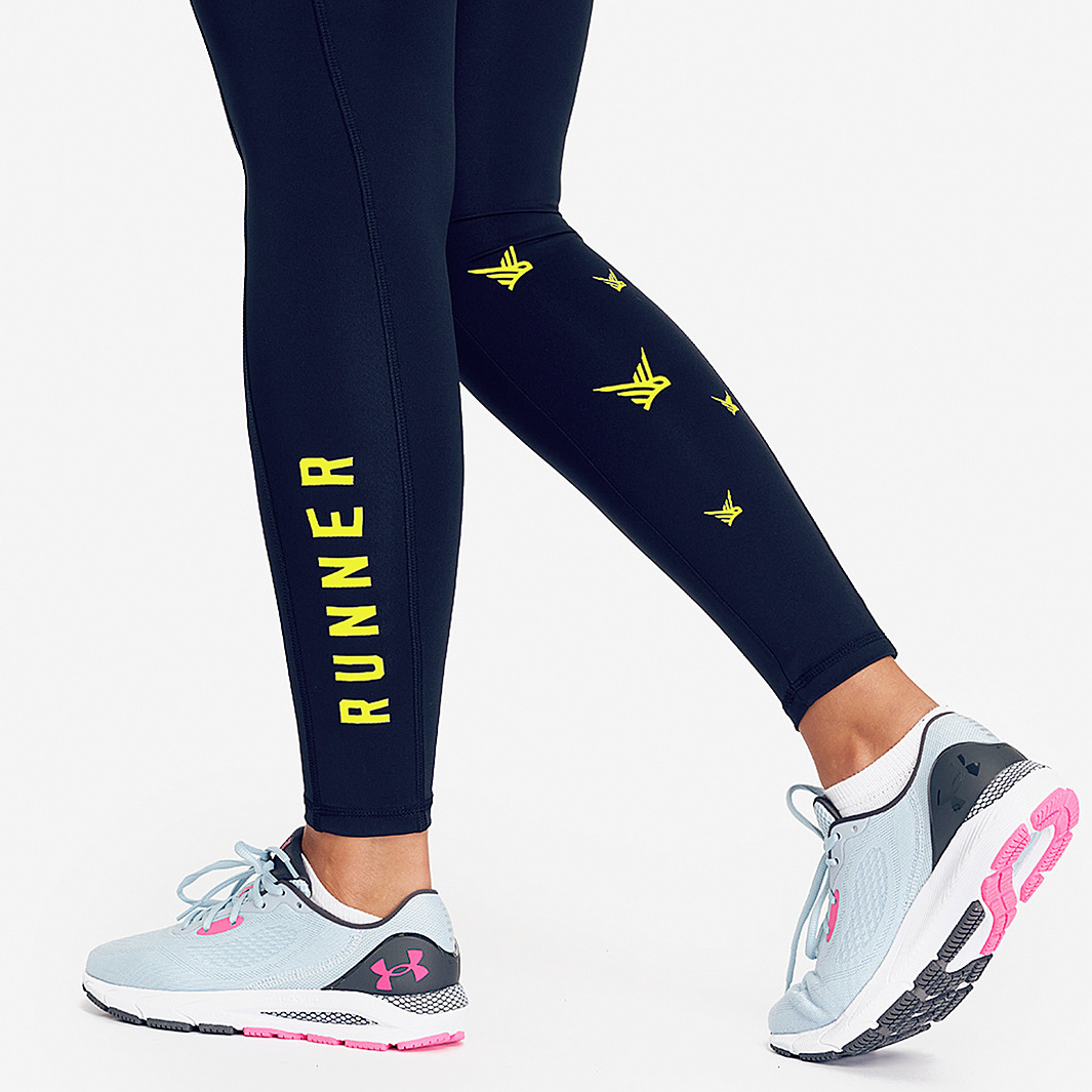 Alternative view of Runner High Waisted Full Length Leggings (Navy & Bright Yellow)