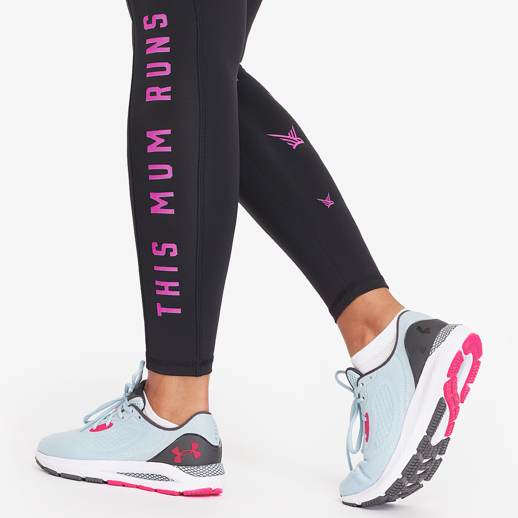 Alternative view of This Mum Runs High Waisted Full Length Leggings (Black & Fluoro Pink)