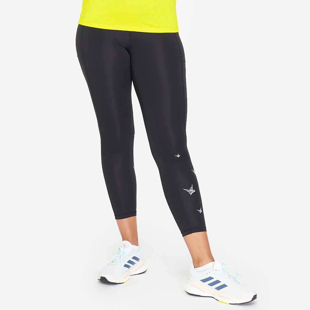 Runner High Waisted 7/8 Leggings (Black & Silver)