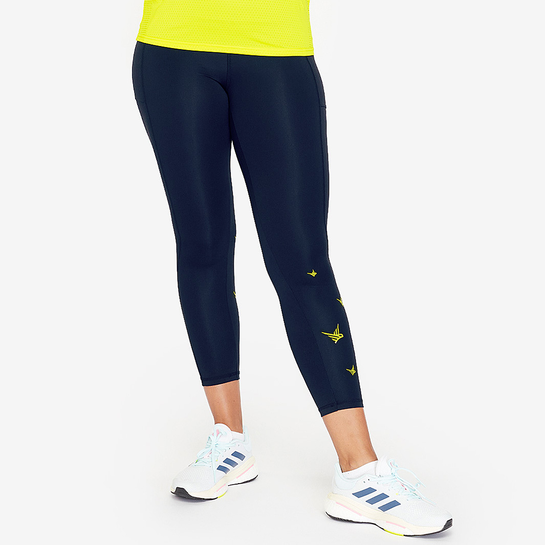 Runner High Waisted 7/8 Leggings (Navy & Yellow)