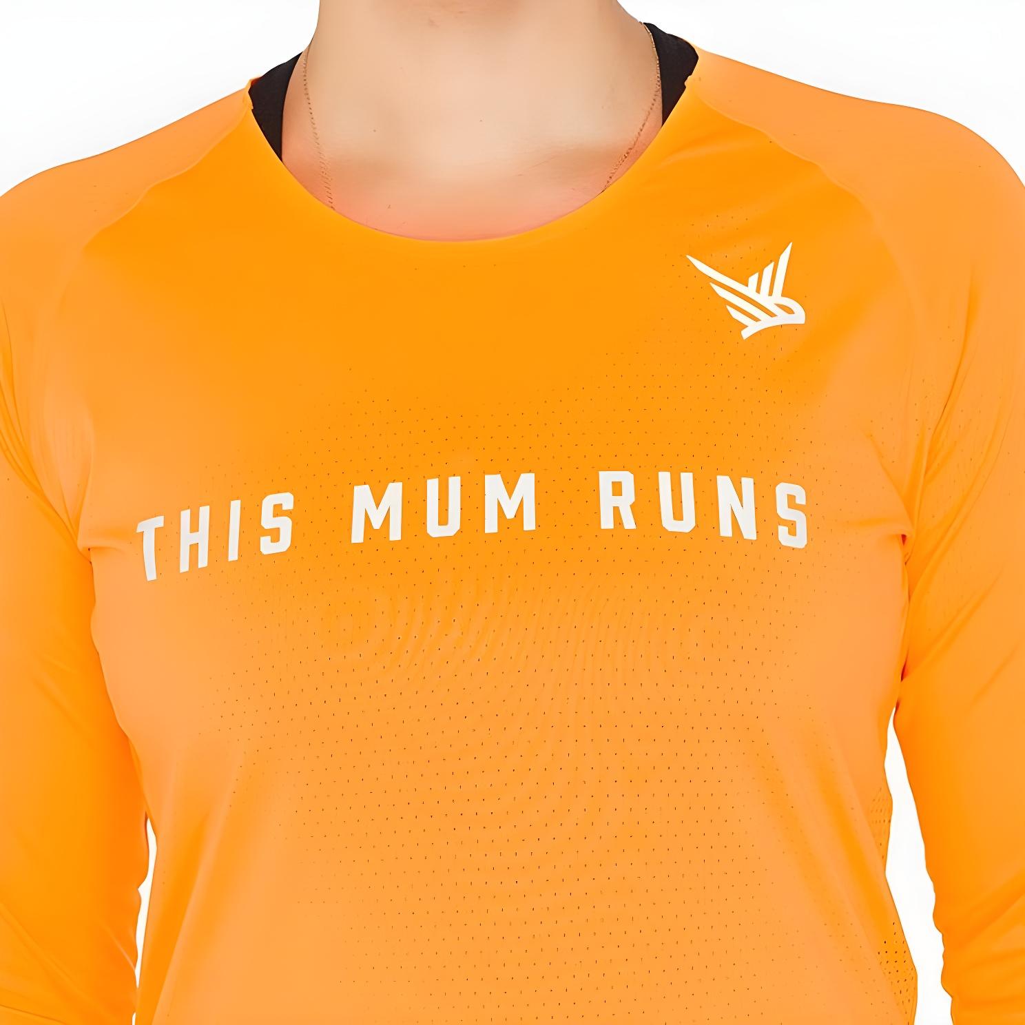 Alternative view of This Mum Runs Recycled Long Sleeve T-Shirt (Vibrant Orange)