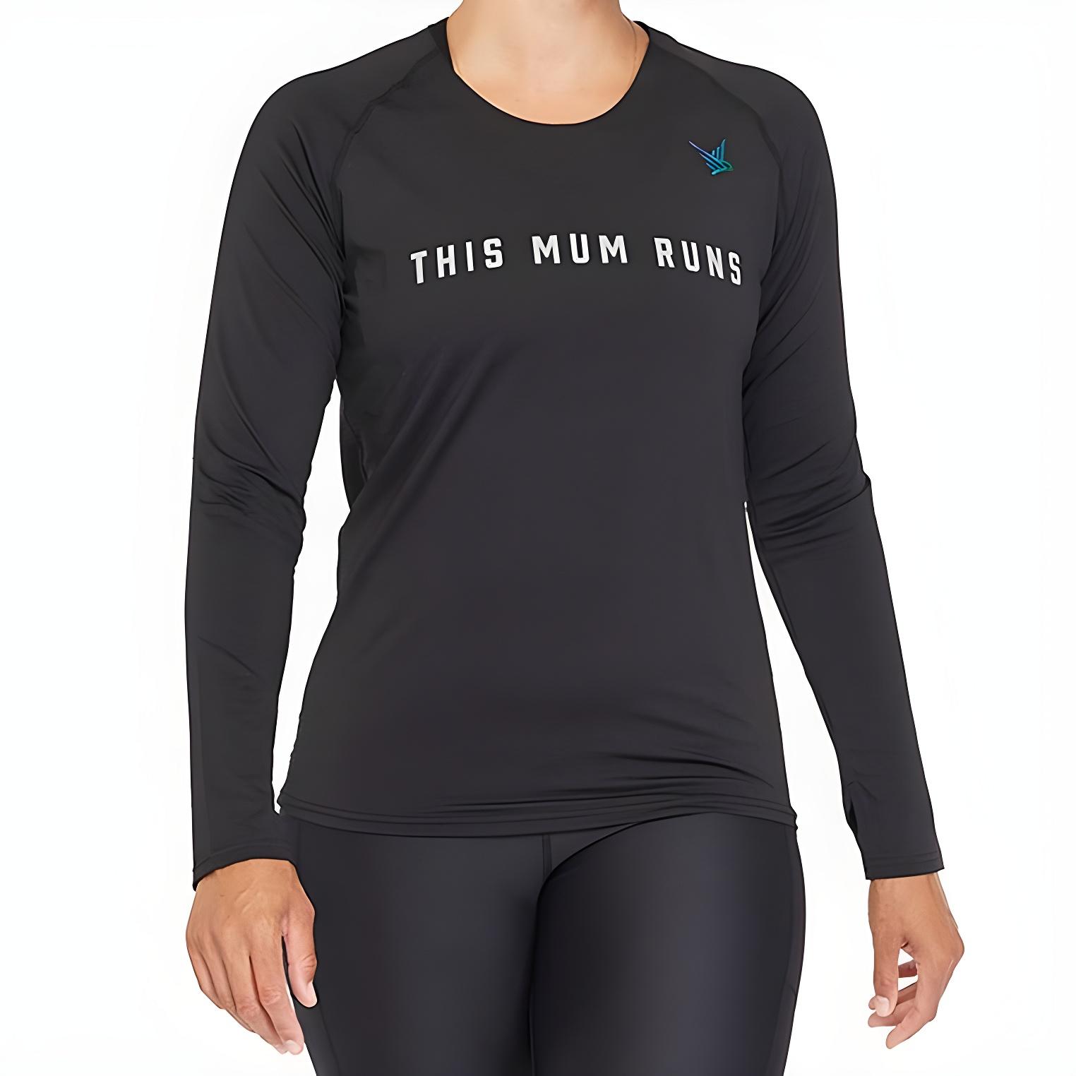 This Mum Runs Recycled Long Sleeve T-Shirt (Black)